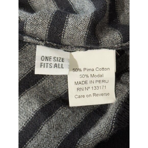 Planet Lauren G Sweater Black Stripe Cotton Modal Peru Women One Size Fits All - Picture 7 of 8